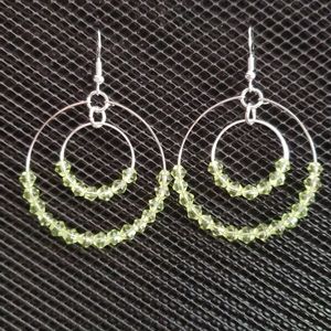 3/$20 | Silver & light green double hoop earrings